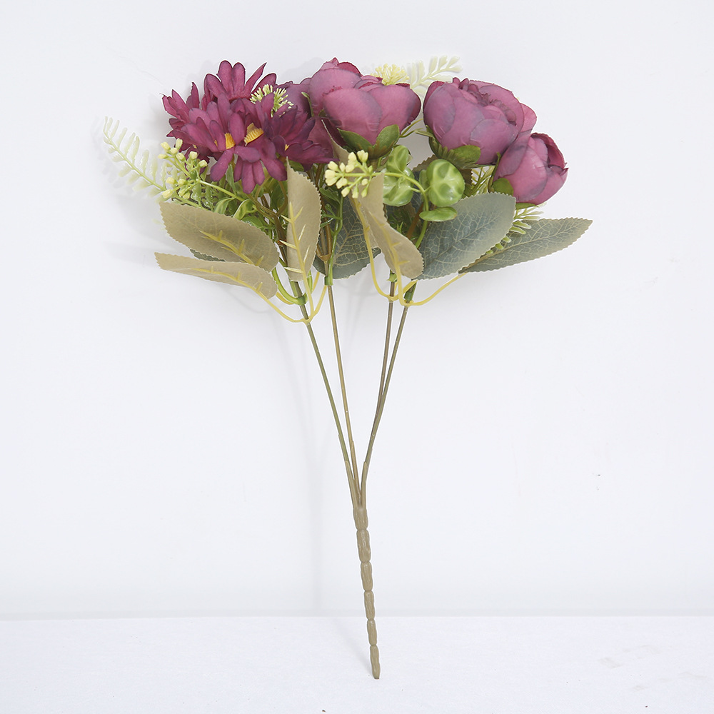 Simulación de flores falsas de estilo europeo, flores de alto nivel de decoración del hogar colocan fabricantes de ramo de simulación al por mayor