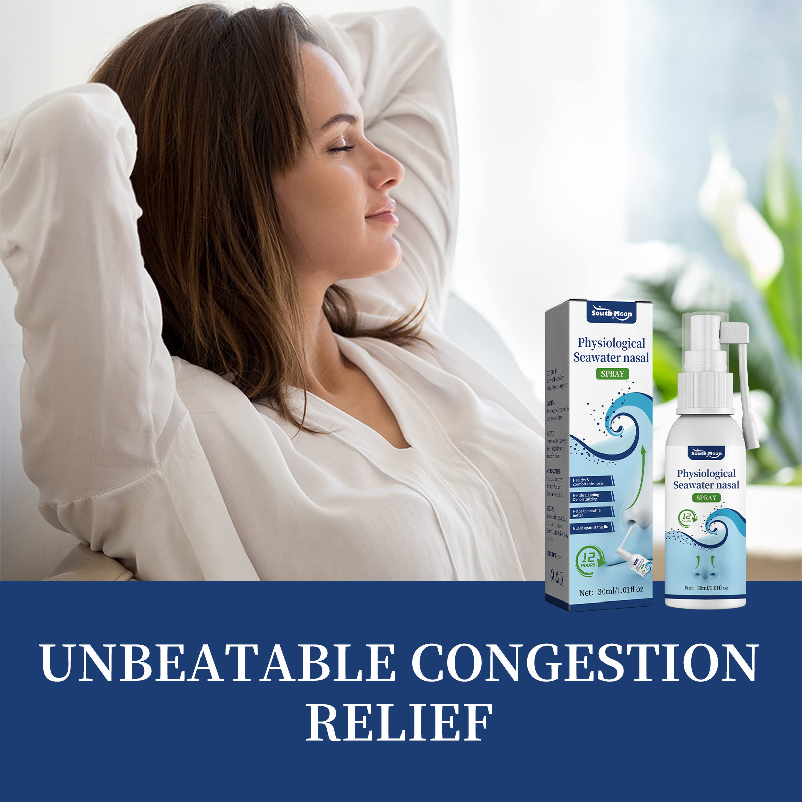 South Moon Physiological Seawater Nasal Spray Gentle nasal cleansing spray for nasal congestion and itchy nose_voghion.com