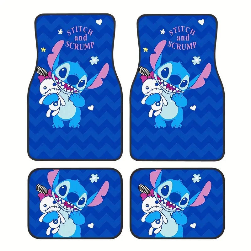 Cross-border Hot-selling Cartoon Mickey Car Mat Four-piece Dirt-resistant Easy-care Floor Mat Amazon Floor Mat for Hair