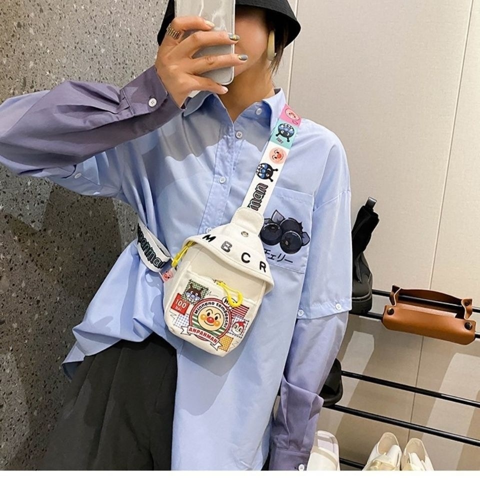 Children's bag, cute cartoon design, fashionable and trendy, for little girls, crossbody bag, baby canvas waist bag, cartoon style 062
