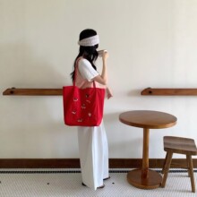 韩国ins风简约百搭托特包女2026新款大容量单肩包慵懒通勤布包