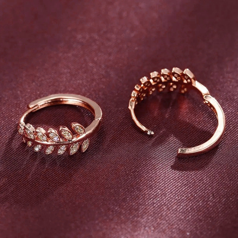 8g Weight Zircon Inlay Material Hoop Earrings Classification 1 Pair Quantity Holiday, Daily Occasion Copper Material Leaf, Grain Pattern Women's Gender IG Style, Simple Style Style 1 Pair Ig Style Simple Style Leaf Grain Copper Zircon Hoop Earrings 9