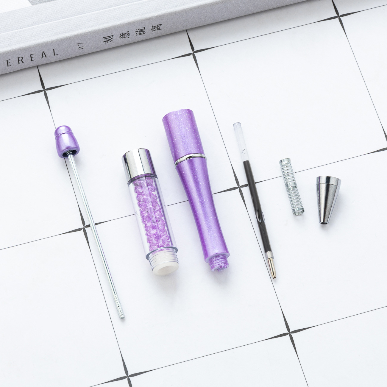 Bolígrafo con cuentas de cristal de bricolaje bolígrafo con cuentas de plástico giratorio multicolor bolígrafo de regalo publicitario creativo al por mayor