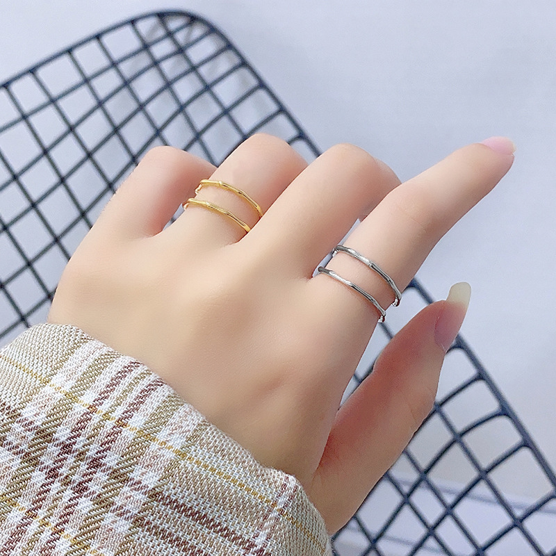 Fashion bamboo ring female double hollow creative simple fashion open ringpicture14
