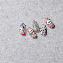 Tomoni Embossed Nail Stickers, Vintage Nail Decals—Factory Wholesale, Japanese Style, Featuring a Cute Panda Design (Model 2870)