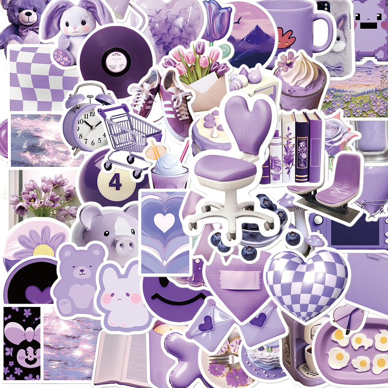 56 pieces of purple ins style series graffiti stickers DIY decorative guitar luggage computer waterproof non-infringement stickers