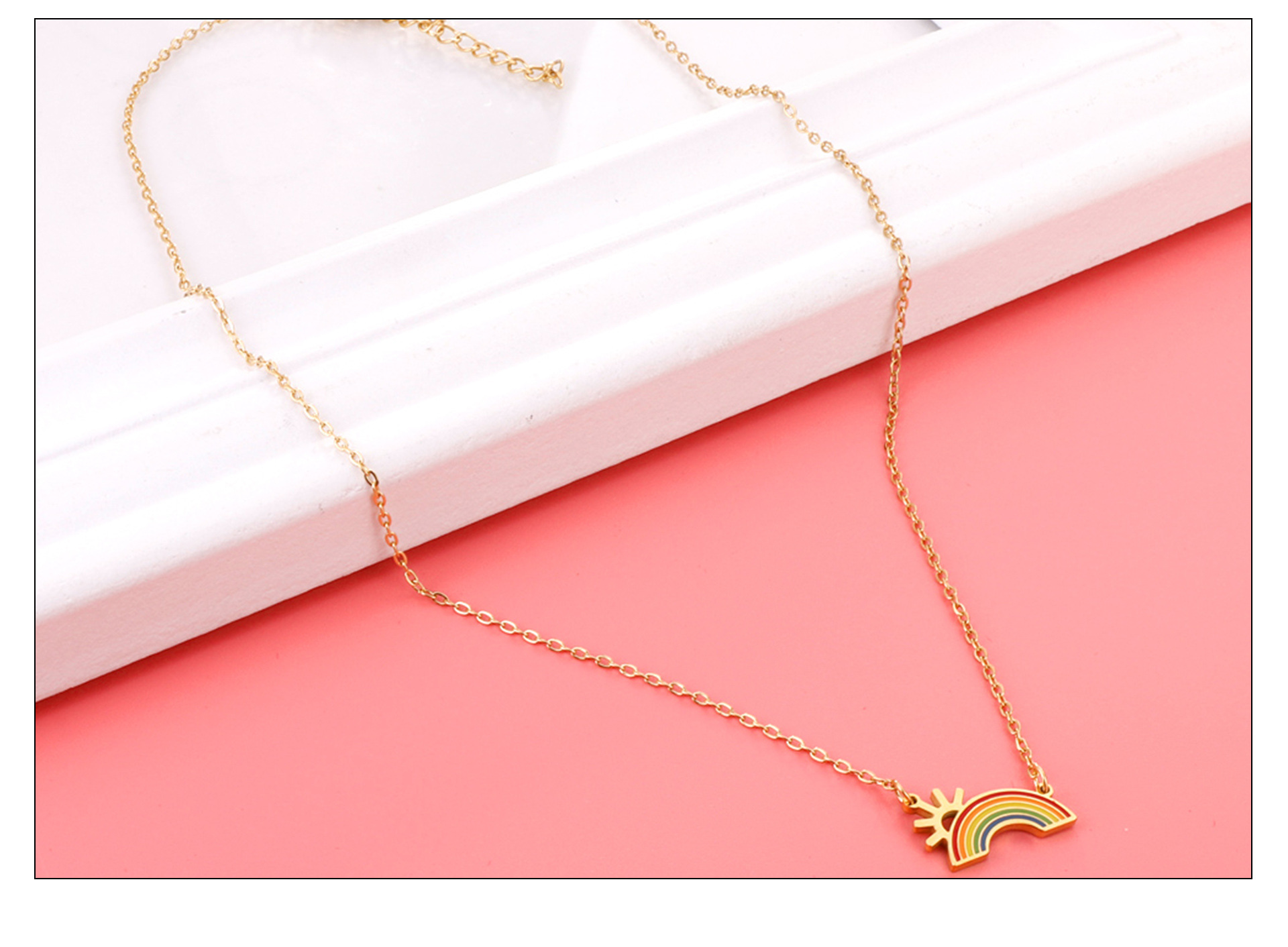 Fashion Rainbow Stainless Steel Plating Pendant Necklace 1 Piece