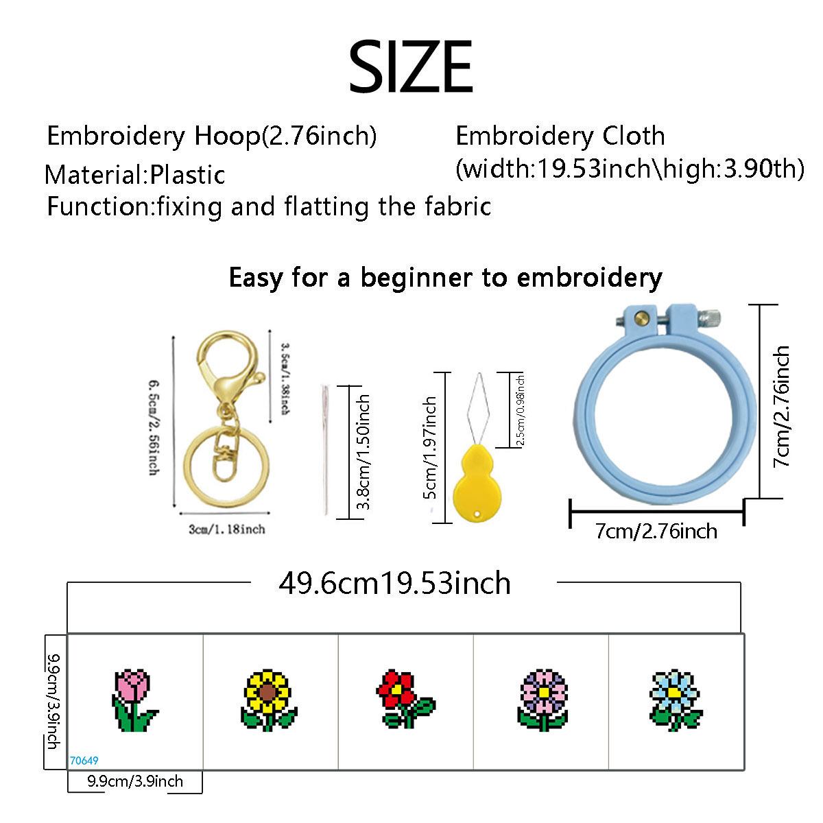 Nuevo tipo de flor transfronteriza llavero conjunto de material de bordado cruzado bolsas de bordado casuales colgantes bordados a mano image 5