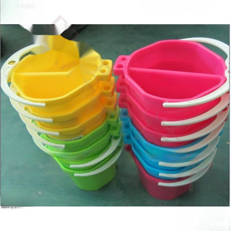 Портативное ведро с 2 отделениями для гуаши, масляной живописи, акварельной живописи, ведра для мытья кистей, цветного пластика.