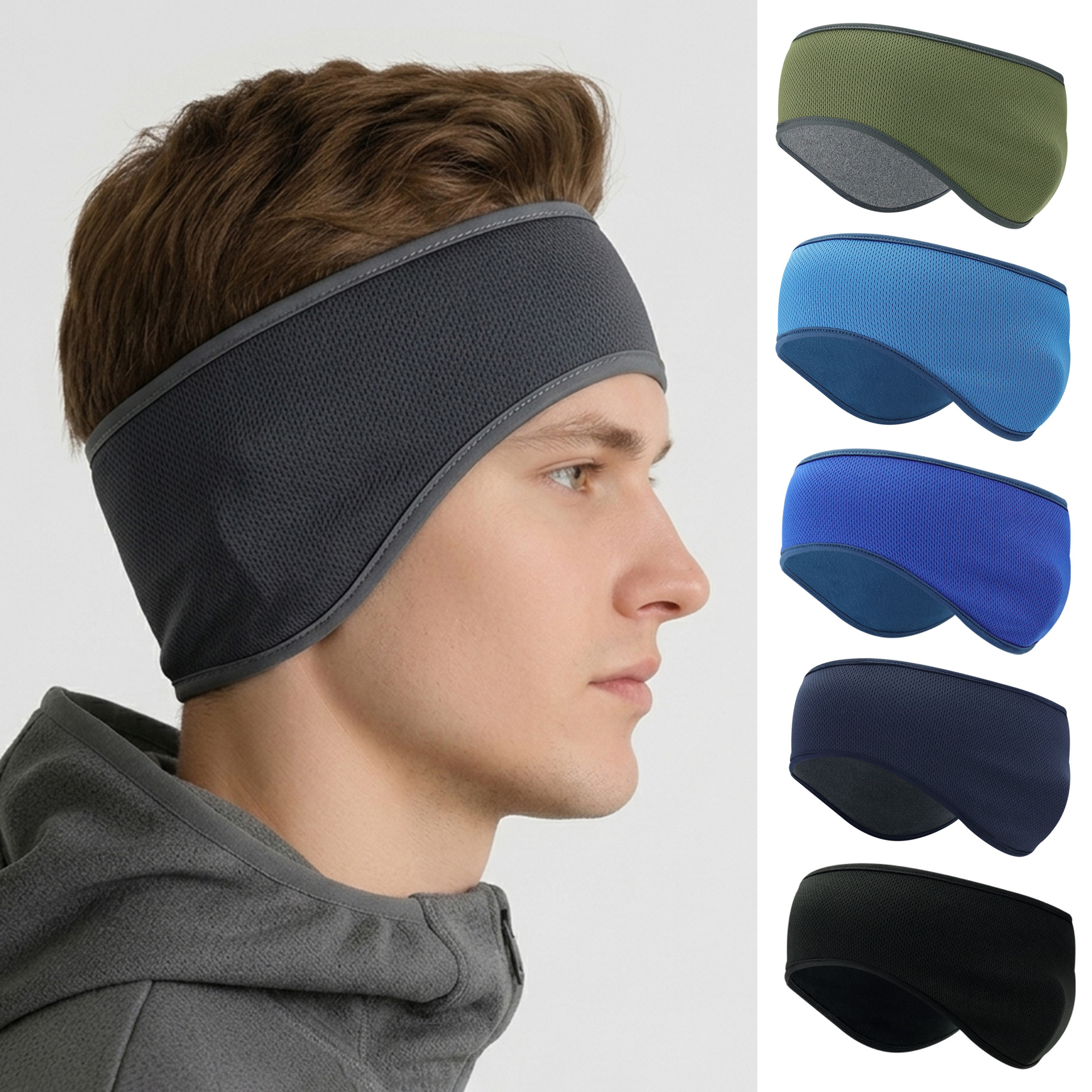 Shuntaixin Ear Protection Headband, Double-Sided, for Winter Running, Cycling, Skiing, Helmet Liner, Outdoor Cold-Proof Forehead Protector, Sports Headband