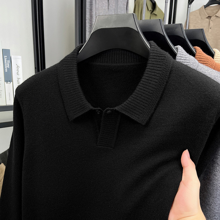 Hombres delgados comercio exterior de manga larga jersey de punto de mediana edad primavera y otoño nuevo suéter casual de cuello de tijeras