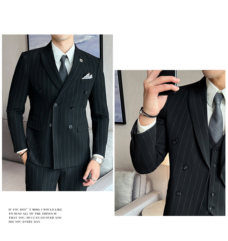 Heren pak gestreift double breasted slim fit voor bruiloft_voghion.com