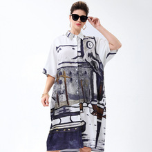 泰国风格大码连衣裙2023夏季新款跨境时尚潮牌度假风衬衫式裙子