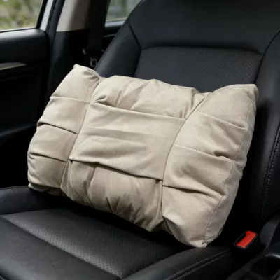 Headrest – Car Seat Pillow - elegant-gray-bubble-style-suede-waistrest