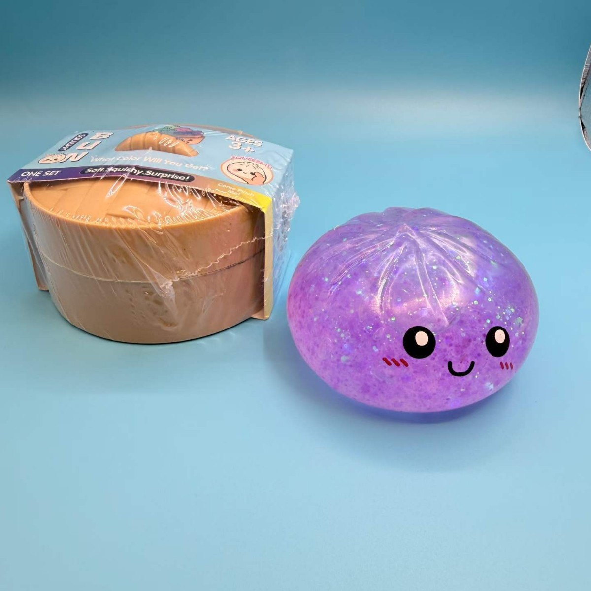 Transfronterizo Glitter Dumpling Squishy con caja extrusión dumpling juguete de descompresión sensorial