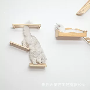 Настный деревянный кошачий комплекс с гамаком