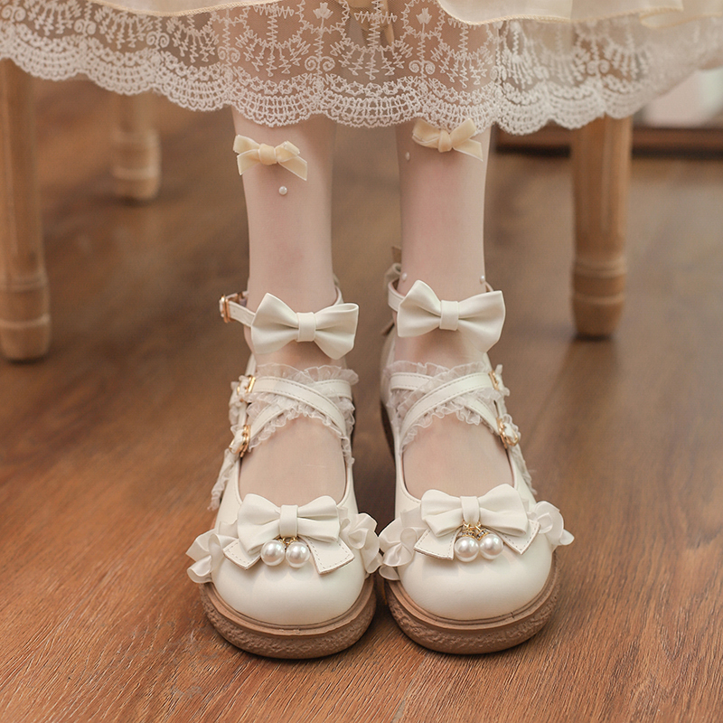 Soft and good wear ~ ~ white lolita shoes original lolita flat jk small leather shoes princess lo shoes