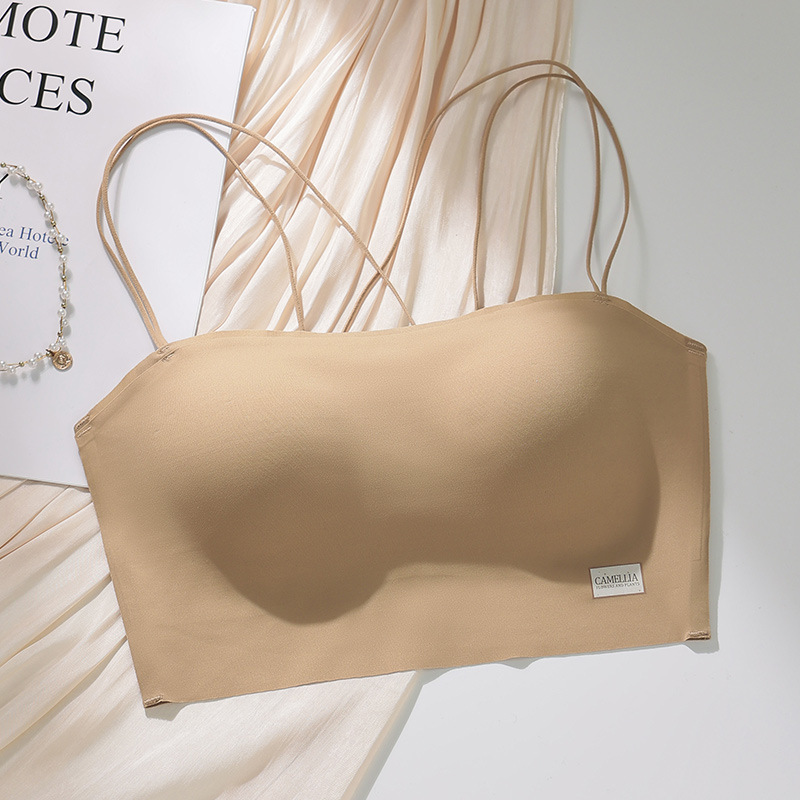 6040 tubo tipo top con almohadilla para el pecho, una pieza sin costuras, belleza invisible, espalda cruzada, ropa interior delgada, sexy, tirantes, sujetador ligero