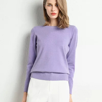 Cross-Border Wholesale Autumn and Winter New Style Round Neck Long-Sleeved Women's Knitwear Large Size Pullover Sweater for Inner Wear and Outer Wear