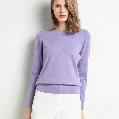Cross-Border Wholesale Autumn and Winter New Style Round Neck Long-Sleeved Women's Knitwear Large Size Pullover Sweater for Inner Wear and Outer Wear