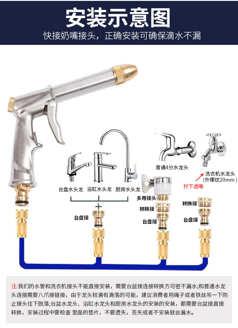 High Pressure Car Washer Water Gun Set Retractable Hose