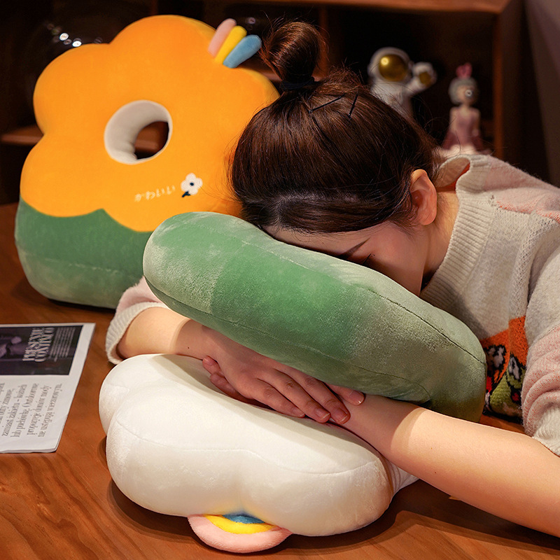 Flor de seda de hielo de verano Oficina almuerzo descanso artefacto estudiante niños siesta almohada acostado dormir mano almohada chica dormir almohada