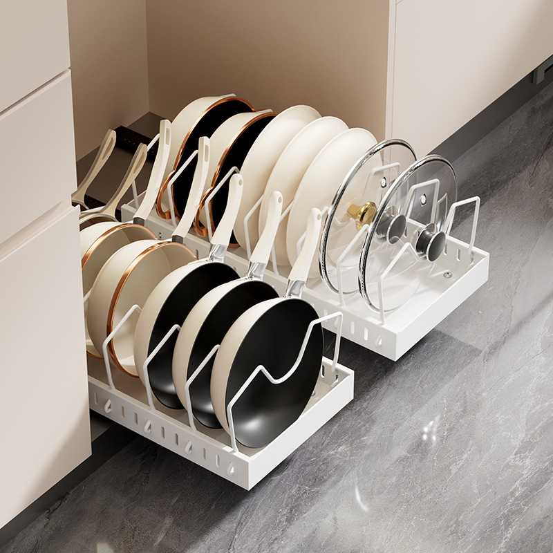 Kitchen Pull-Out Pot Storage Rack Household Cabinet Bowl Storage Rack Multi-Functional Seasoning Storage Rack Pull Basket