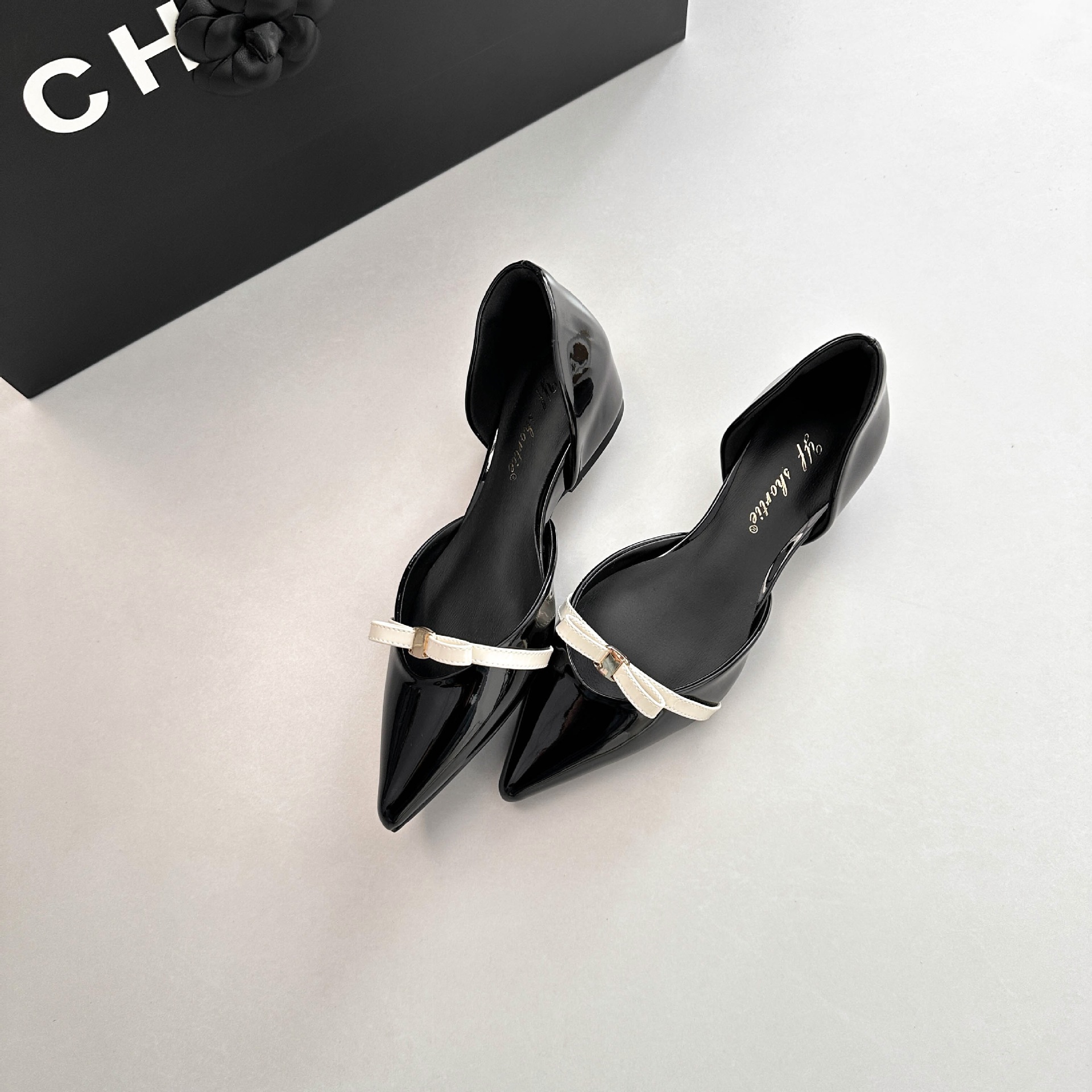 Sandalias Huecas de Punta para Mujer de 5 cm, Cuero Charol, Aumento de Estatura, Transpirables image 3