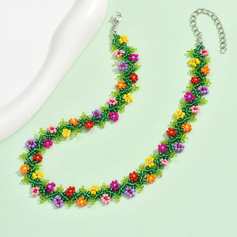 Böhmische Blumen-halskette Für Damen Handgemachte Perlenkette_voghion.com
