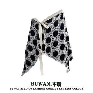 Lace Dot Stitching Contrast Color Women's Waist Seal 2025 Spring Women's Design Sense Niche Irregular All-match Fart Curtain