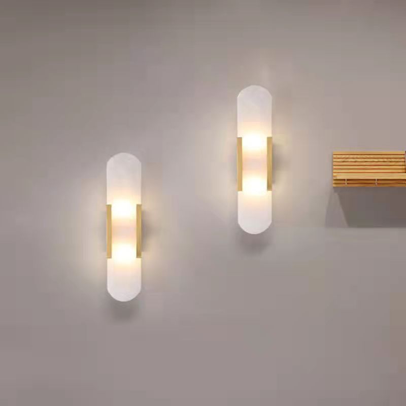 Northern Europe Simplicity Light extravagance Marble Wall lamp Postmodern originality bedroom Bedside hotel designer a living room All copper Wall lamp