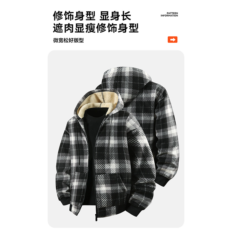 2026 Autumn/Winter Men's Jacket New Style Long-Sleeved Hooded Fleece-Lined Warm Casual Men's Outerwear