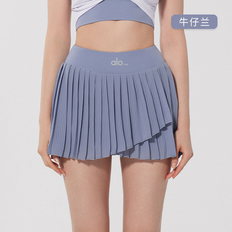 Alosco Golf Skirt Sports Half-Length Skirt Women's Autumn Running Anti-Exposure Yoga Pleated Skirt Double-Layer Tennis Skirt
