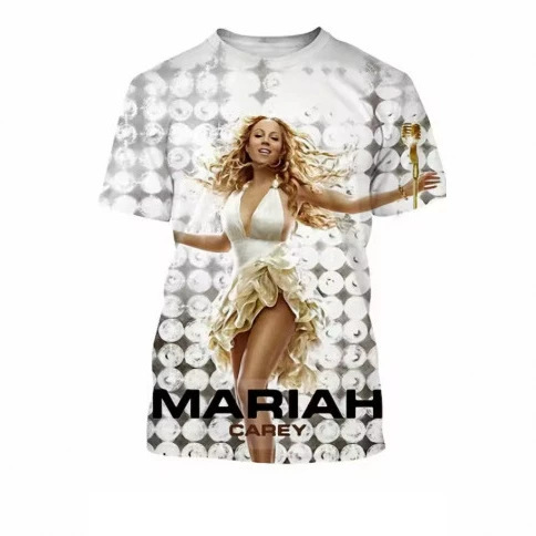 Mariah Carey printed short-sleeve summer T-shirt for men and women, hip-hop street fashion casual breathable top