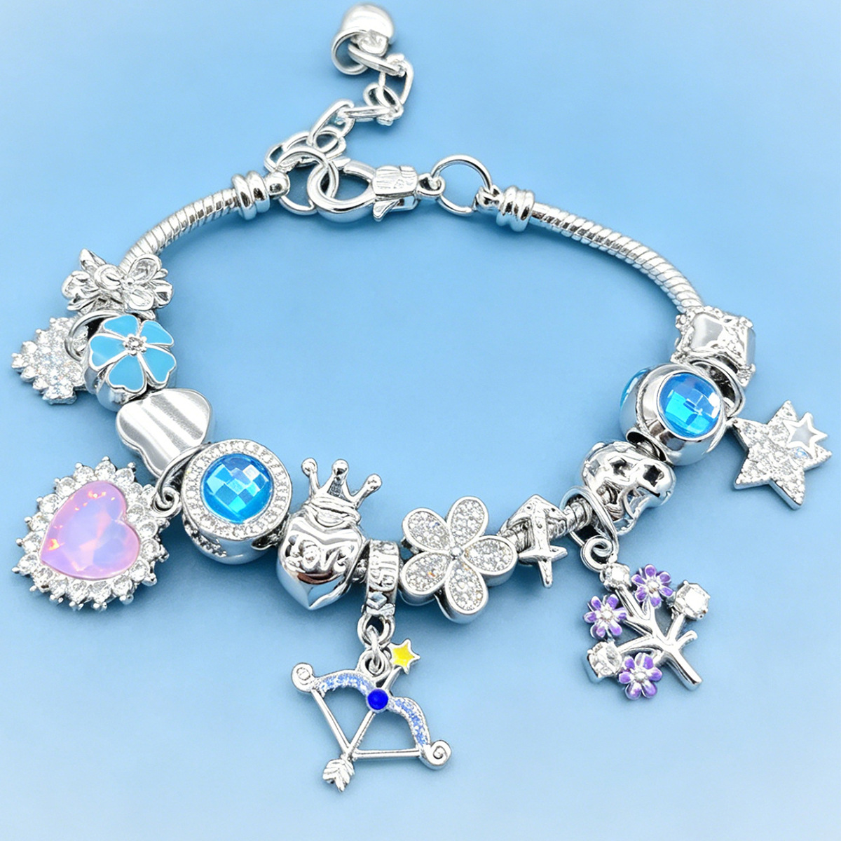 Brazalete Panjia DIY doce signos Brazalete diamante amor pentagramas árbol de la vida cuatro hojas joyas de moda
