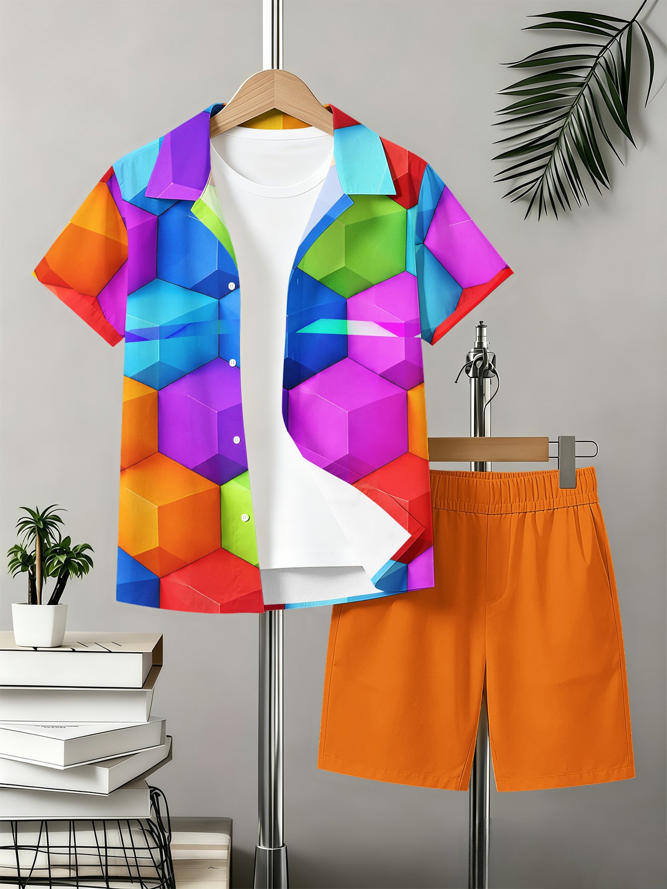Boys Shirt And Shorts Set With 3d Pattern For Summer Style_voghion.com