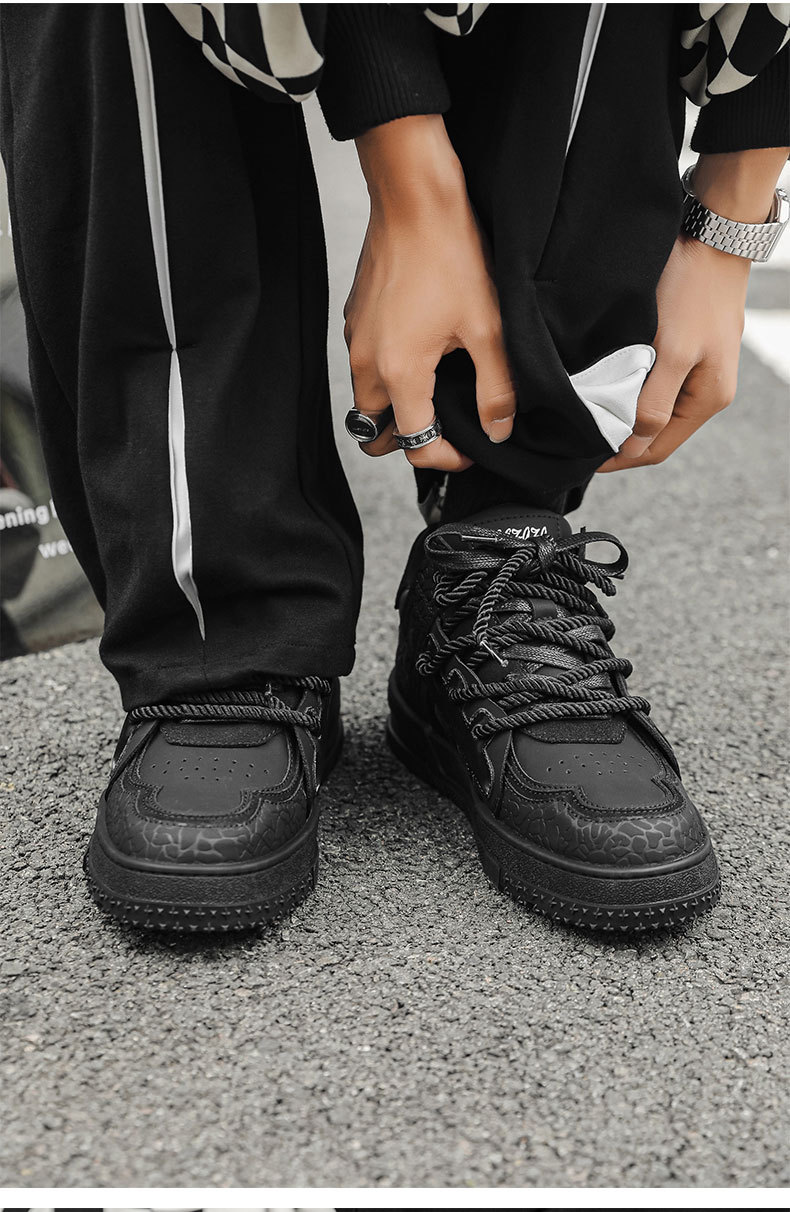 6109 male 6110 female plum blossom board 36-44 niche couple style high street American black samurai bread shoes_voghion.com