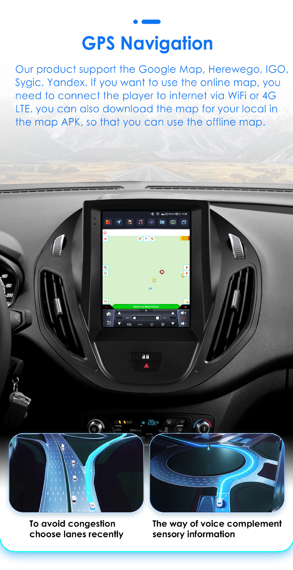 Suitable for 13-21 Models of Ford Tourneo, Vertical Screen Android 9.7inch Car Gps Navigation
