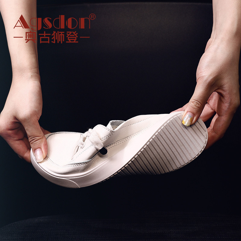 Zapatos Blancos Augu Shiden para Mujer, Zapatillas Transpirables de Boca Poco Profunda para Primavera y Otoño, Modelo 2025, Zapatos Cómodos Sin Cordones para Estudiantes