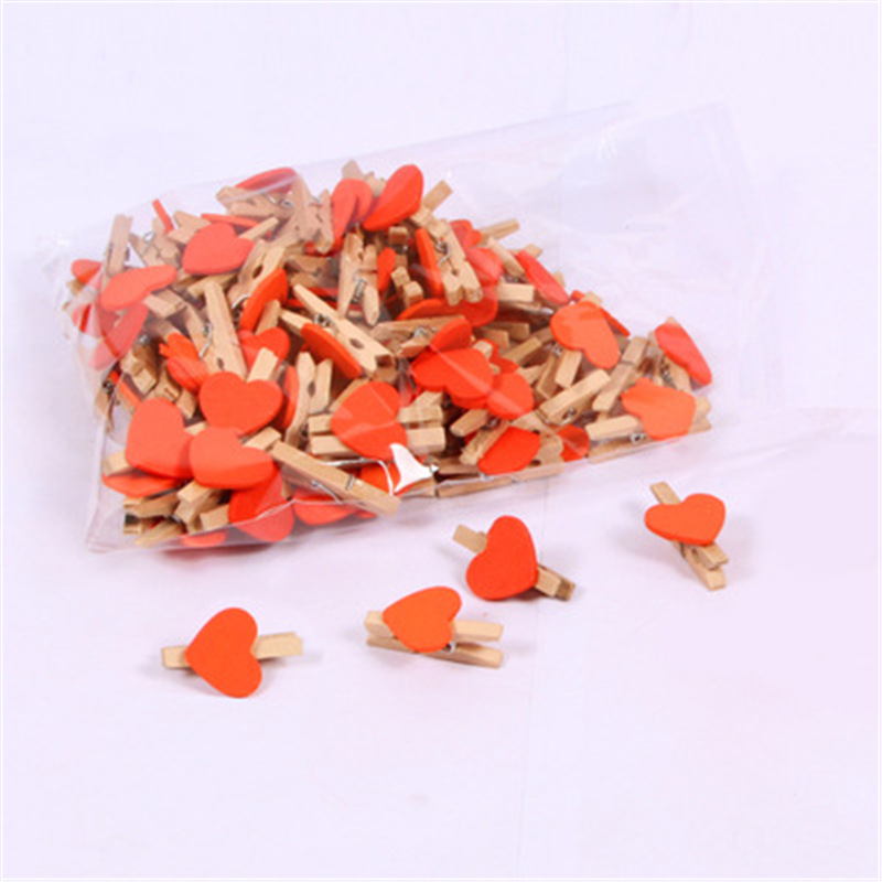 3cm photo clip colorful love small wooden clip photo home decoration crafts wooden craft ornaments 6