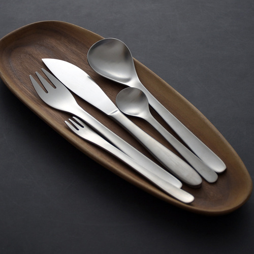 Japanese matte 304 material stainless steel knife, fork and spoon, Western tableware, coffee spoon, cake fork ins