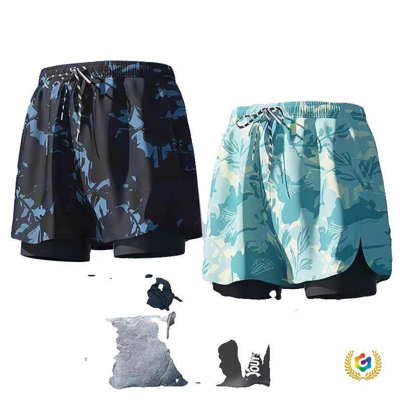 ✅ Men's swimming trunks, swim cap, and goggles three-piece set, anti-embarrassment style, professional beach pants, youth swimwear, new model