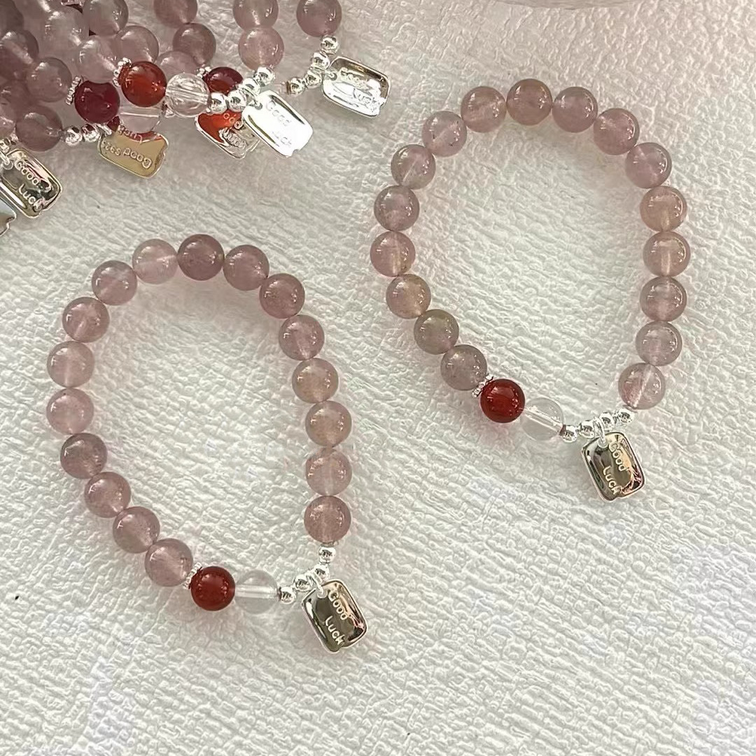 Retro Amethyst Good Luck Tag Bracelet for Women Niche Light Luxury Versatile Temperament High-End Jewelry for Women