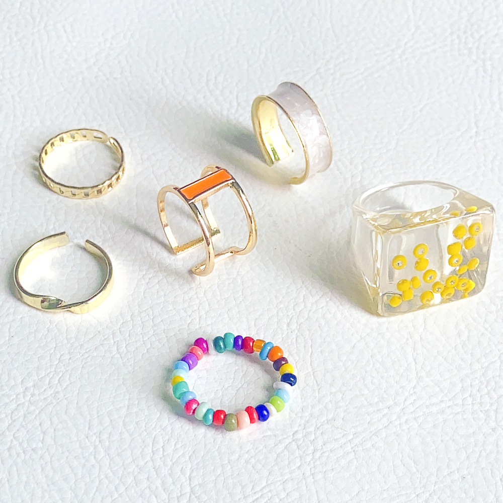 Wholesale Fashion Beads Alloy Drip Geometric Ring Set Nihaojewelry display picture 4