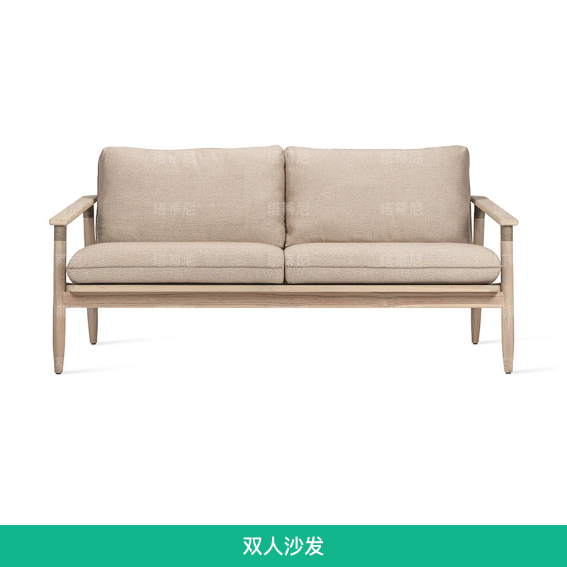 Sofá de madera maciza para exteriores, para patio, jardín, hotel, villa, ocio al aire libre, teca anticorrosión, muebles resistentes al agua y a la intemperie. image 7