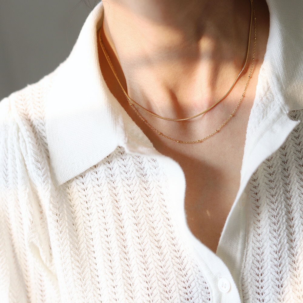 Simple Style Solid Color Titanium Steel Layered Necklaces Colorza_colorza_5