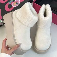 2025秋冬季新款绝美厚底增高加绒雪地靴女款简约保暖防滑短筒靴子