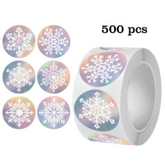 新しい外国貿易クロスボーダーレーザー雪花ラウンドパッククリスマス装飾シールステッカーラベル
