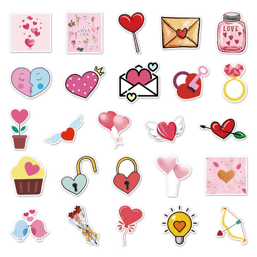 100 sweet Valentine's Day ins style personalized cartoon graffiti stickers laptop suitcase stationery stickers