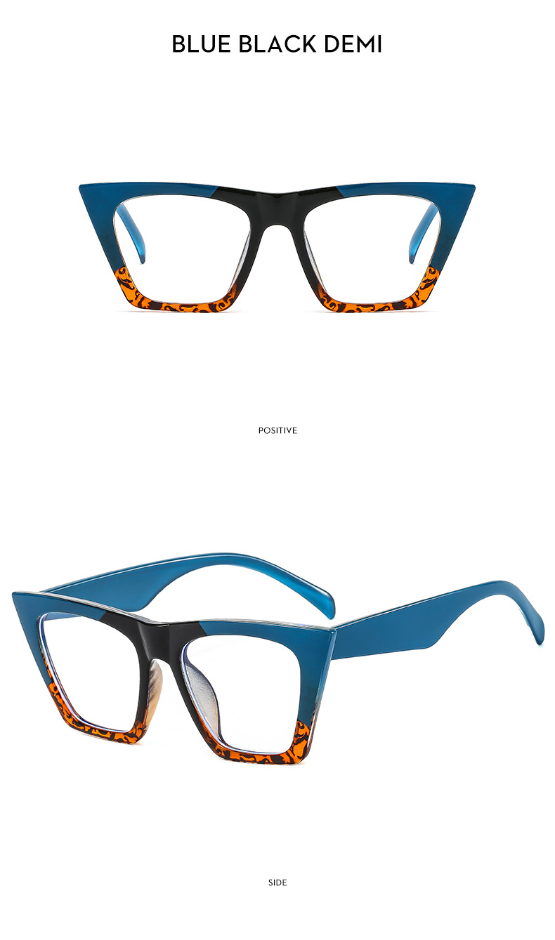Unisex Retro Color Block Pc Cat Eye Full Frame Glasses display picture 3